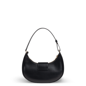 Schwarze Leder-Schultertasche mit goldener Hardware der Marke Celine.