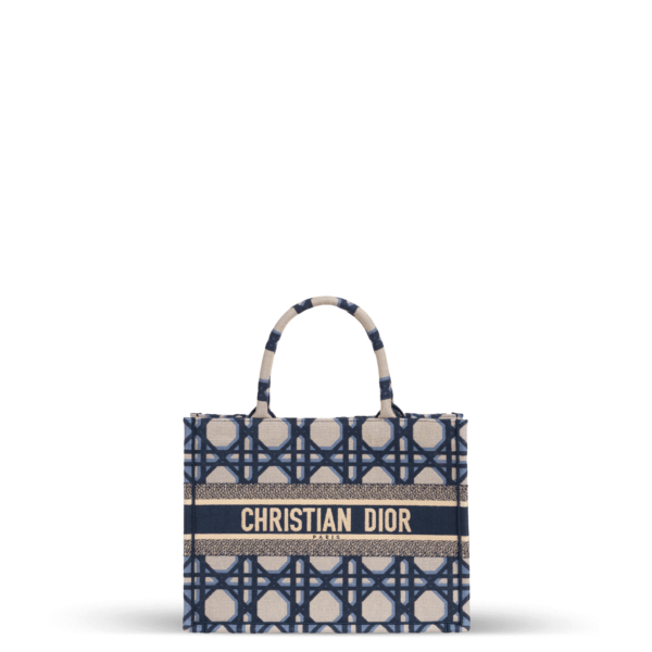 Tote Bag in Blau und Beige aus Jacquard-Gewebe der Marke Dior.